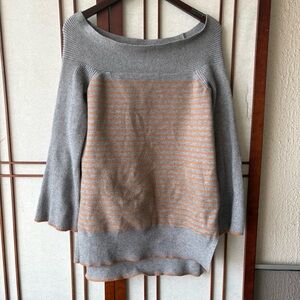 Anthropologie Gray and Orange Off-the-Shoulder Sweater UP TO 80% off MOVING SALE